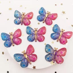 Resin Shiny Colorful Crystal Butterflies Flatback Rhinestone 1 Hole Appliques Ornaments 10pcs Home Figurines decor Crafts