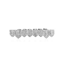 TOPGRILLZ Full Cubic Zircon Punk Teeth Grillz For Unisex 8 Top& 8 Bottom Mouth Removable Dental Grills Fashion Teeth Jewelry