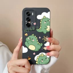 For OPPO Reno12 Pro 5G Case Lovely Dinosaur Liquid Silicone Soft Cases Shockproof Phone Cover For OPPO Reno 12 12Pro Fundas Capa