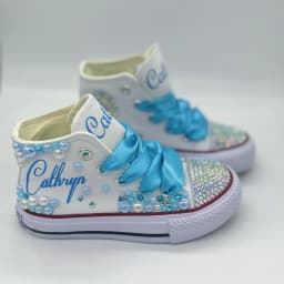 Dollbling Shell Simulation DIY Bling Handmade Shoes Canvas Mermaid Theme Kids High Top Pearls Sneakers Under the Sea Shoes