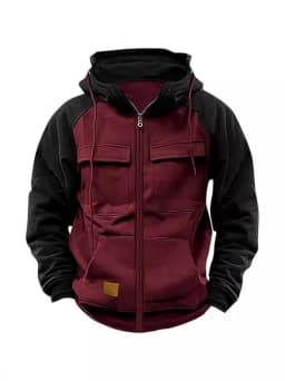 Men Hoody Sweatshirts Spring Autumn Zip Collar Pocket Long Sleeve Loose Cardigan Hooded Coats YZXFS-W2002