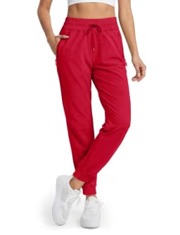 MAGCOMSEN Women's Waterproof Hiking Pants Quick Dry Drawstring Waist Joggers 3 Zipper Pockets Lightweight Outdoor Sport Trousers