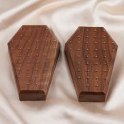 Neo-Gothic Coffin Black Walnut Solid Wood Display Stand for 16G 14G Piercing Jewelry Modern Display Holder with 38 Posts