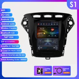 Hizpo 9.7 inch Android 14 For Ford Mondeo Mk4 Galaxy A/C 2007-2010 Car Radio Multimedia Video Player GPS 4G Wireless Carplay DSP
