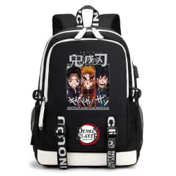 Demon Slayer Anime Print Student Backpack USB Charging Port Lightweight School Bag for Boys Girls