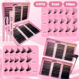 600pcs Individual Eyelash Extensions Thick Fluffy 30D-100D Mix Length DIY Cluster Lashes 8mm-16mm Easy Application And Removal