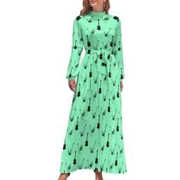 White Music Notes Dress Note Worthy Print Sexy Maxi Dress Aesthetic Bohemia Long Dresses High Waist Pattern Clothing