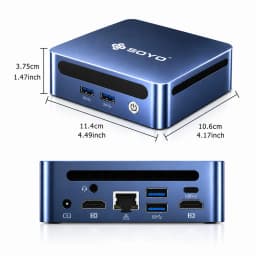 SOYO Mini PC Y5 Pro 8th Gen Intel Core I5 CPU (4 cores and 8 threads)16GB DDR4 RAM 512GB M.2 SSD Window 11 PRO HDMI Compatible*2 Supports 4K Output Full-featured Tupe-C WiFi 6 Mini Desktop Computers