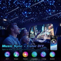 32W RGBW Fiber Optic Star Ceiling Light with Twinkle & Meteor Effect, Bluetooth APP + Remote Control Starlight Headliner Kit for Car Roof Home Theater, USA Warehouse
