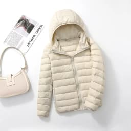 Women's Lightweight Casual Hooded Down Jacket Autumn Winter Minimalist Short Down Coats Female Solid Color Zipper Warm Outerwear
