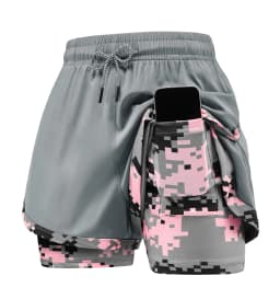Women's 2-in-1 Gym Shorts with Pockets High Waist Quick Dry Breathable Lightweight Workout Running Swim Beach Casual Outdoor