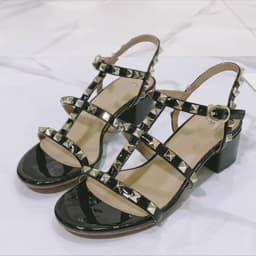 Women Elegant Low Heels Sandals Front Open Toe Lock Stud Buckle T-Strap British Shoes Fuchsia Beige Matte/Shiny Leather Pumps 42