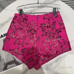 2026 Autumn New Original Three-Dimensional Indentation Flower Shorts for Women Rose Pink Color Hot Girl Super Short Shorts
