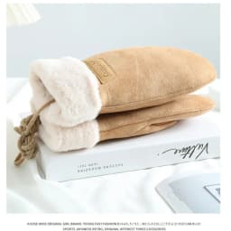 Suede Mittens Women Winter Keep Warm Thickened Hanging Rope Gloves Cute Lovely Sweety Windproof Outdoor Drive Cycling