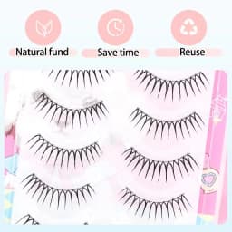 5 Pairs Manga False Eyelashes Wispy Soft Cluster Lashes Natural Thick Eyelashes with Clear Band Korean Style Anime Makeups