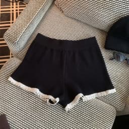 New Elegant Knitted A-Line Short Pants Soft Casual Pants High Waist Briefs Polyester Fiber High Waist Bum-Lifting Spring Season