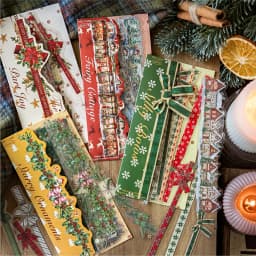 20pcs Retro Christmas PET Stickers Stripe Creative Collage DIYJunk Journal Diary Scrapbook Planner Handbook Aesthetic Supplies