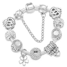 2024 Trendy Silver Cokor Love Key Charm Bracelet With Murano Glass Beads Bracelets For Women Wife Jewelry Pulseras Dropshipping