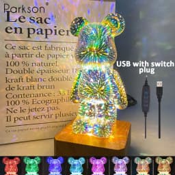 LED Lamps 3D Bear Night Light USB Dimmable Projector Colorful Atmosphere Desktop Bedroom Table Decora Lighting Gift