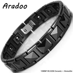 ARADOO Premium Ceramic Titanium Steel Bracelet for Men Women with Hematite Magnetic Therapy Wristband Jewelry Gifts