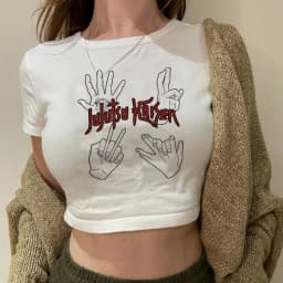 2000s Hip Hop Crop Top  Tshirt Manga Japanese Anime Jujutsu Kaisen T Shirt Gojo Satoru Tops Yuji Itadori Cropped Tees T-shirt
