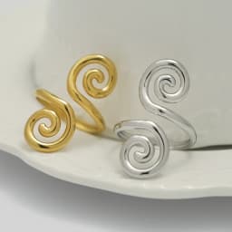 Vintage Metal Irregular Smooth Spiral Ring Set Women's 18k Gold Plated for Everyday Wear, Vacation Travel