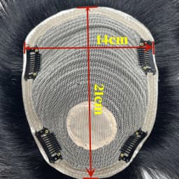 Short Real Human Hair Toupee with 4 Clips for Men's Baldness Prosthetic Wig Male Hair Replacement System Piece