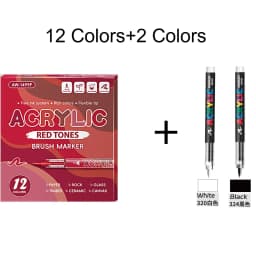 12 Colors Acrylic Markers Red Series Soft Pen Tip for Christmas Painting Comic Drawing Coloring DIY CD Shoes Stone Art Supplies