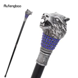 Golden Blue Wolf Head Decorative Stick Parties Decorative Cane for Halloween for Cosplay and Parties Cane 93cm