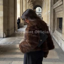 Neo Mint Vintage Brown Patchwork Fur Coat Women Winter 2025 Luxury Brand Fashion Faux Fox Fur Jacket Chic Street Girl Overcoats