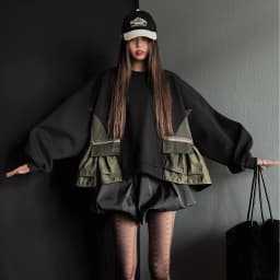 Chic Autumn Winter Women's Crew Neck Sweatshirt Long Sleeve Color Block Design Large Pocket Casual Comfortable Streetwear