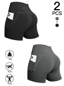 Summer Solid Color Yoga Shorts With Pockets Quick Drying High Waisted Gym Push Up Yoga Shorts For Woman Breathable Workout Short