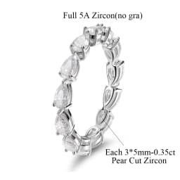 COSYA 4.5cttw Pear Cut Moissanite Eternity Ring For Women 100% S925 Silver Certified Waterdrop Diamond Wedding Band Fine Jewelry
