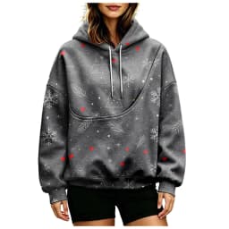 Women Fall And Winter Hoodie With Pet Pouch Oversized Pocket Colorful Print Sweatshirt For Dogs And Long Length Zippe Hoodie
