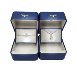 Custom LOGO PU Leather LED Jewelry Box Creative Deer Buckle Proposal Ring Pendant Case Paired Ring Jewelry Packaging Box Gift
