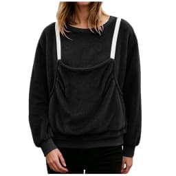 Women Fall And Winter Casual Plush Solid Color Pet Pocket Crew Neck Hoodless Sweatshirt Funny Jogging Suits Women Petite