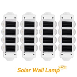 4Pcs Solar Up Down Wall Lights 8LED Warm White Outdoor Waterproof Wall Washer Lamp Auto On/Off Light Control Easy Install for Courtyard Garden Fence Decoration