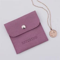 50 Personalized Logo Size Microfiber Jewelry Gift Pouch Velvet Snap Button Rings Earrings Packaging Organizer Wedding Favors Bag