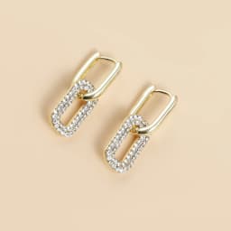 Double Loop Design Drop Earrings Gold Color Geometric Round Zircon Hoop Earrings for Women Girls Punk Hip Hop Fashion Jewelry