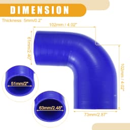 UXCELL 51mm ID to 63mm ID 51mm ID to 76mm ID Universal 90 Degree Elbow Silicone Hose Coupler Turbo Intercooler Intake Piping
