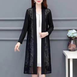 Commute Gauze Jacquard Weave Open Stitch Spring Summer Casual Long Sleeve Women's Clothing Stylish Spliced Straight Midi Blouse