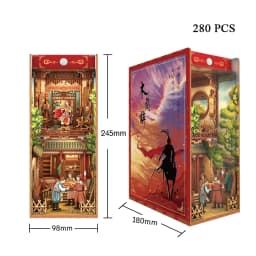 DIY Wooden Book Nook Shelf Insert Kits Miniature Cherry Blossom Bookends Japanese Doll Houses Toys Bookshelf Gifts Home Decor