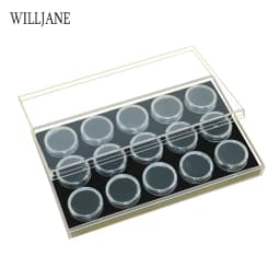 Transparent Loose Diamond Storage Box Acrylic Lid Gemstone Display Container Case Round Pearl Gem Jars Insert Holder Collector