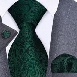 GUSLESON 8cm Blue Black Pink Men Ties Pocket Square Cufflinks Set Paisley Silk Necktie Wedding Business Gift Tie Accessories