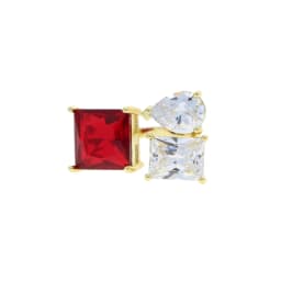 Geometric Square Rectangle Tear Drop Colorful CZ Ring Open Adjusted Multi Colors Women Finger Jewelry