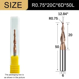 Carbide Spiral Tapered Ball Nose End Mill 6mm Shank 2 Flutes Router Bit Woodworking CNC 2D 3D Carving Bits Wood Milling Cutter