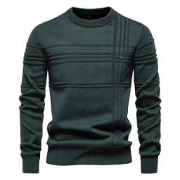AIOPESON Mens Crewneck Pullover Sweater Knitted Cotton Stripped Quality Autumn Winter Warm Sweaters for Men