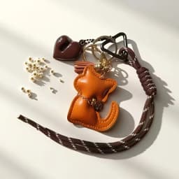 Stylish PU Leather Cat Pendant Keychain Bag Charm Hanging -Fashionable & Fun Accessory for Bags