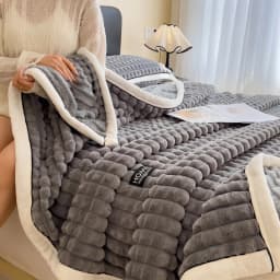 Plush Warm Winter Blanket Solid Plaid Coral Fleece Soft Thick Bed Blankets for Sofa Single Double Couple Furry Bedspread