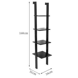 【Lifeideas】4-Tier Wooden Wall Ladder Shelf Black